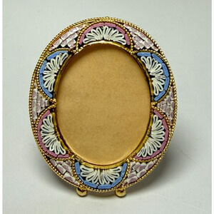Vintage Micro Mosaic Miniature Oval Photo Frame Victoria's Secret Blue Pink NWT